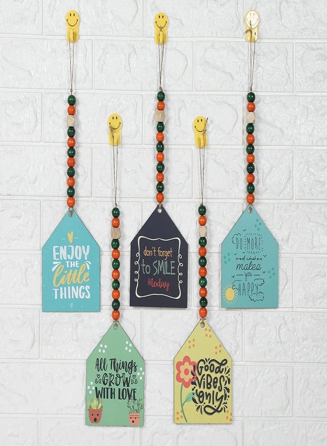 مجموعة من 5 قطع من أكواخ خشبية مزينة بالخرز من كاميري بازار، مع اقتباسات فنية جدارية خشبية من خشب MDF، مناسبة لغرفة المعيشة | غرفة النوم | المكتب | هدية | ديكور منزلي أنيق - Image 1